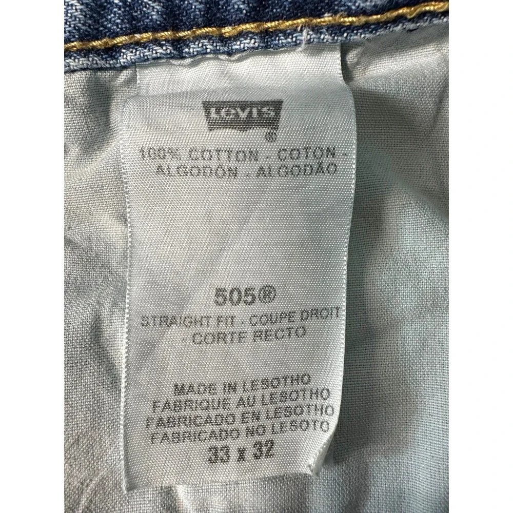 Levis 505 Straight Fit Mens Jeans Blue Medium Wash Denim 33x32 Casual Relaxed
